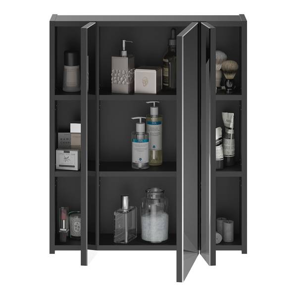 Badmöbelset Collie VI (2-teilig) Inklusive Beleuchtung - Hochglanz Schwarz / Schwarz