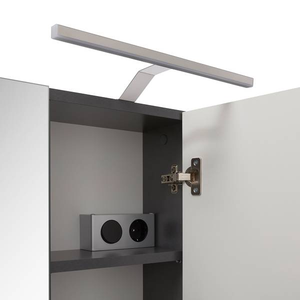 Badmöbelset Collie VI (2-teilig) Inklusive Beleuchtung - Hochglanz Schwarz / Schwarz