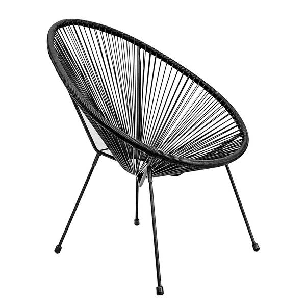 Set di 3 mobili da esterno Copacabana Acciaio / Rattan sintetico - Nero