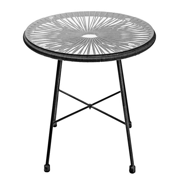 Set di 3 mobili da esterno Copacabana Acciaio / Rattan sintetico - Nero