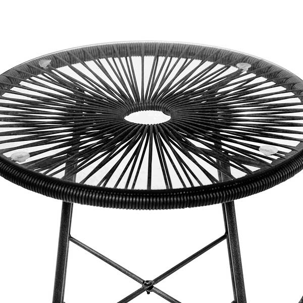 Set di 3 mobili da esterno Copacabana Acciaio / Rattan sintetico - Nero