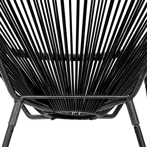 Set di 3 mobili da esterno Copacabana Acciaio / Rattan sintetico - Nero