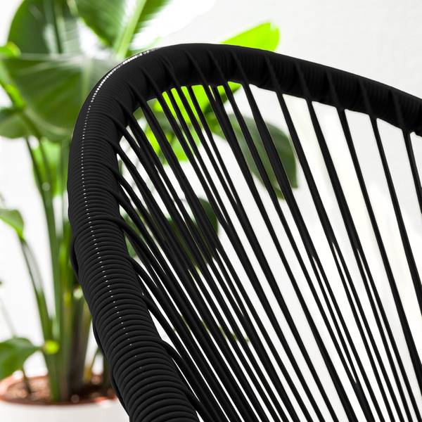 Set di 3 mobili da esterno Copacabana Acciaio / Rattan sintetico - Nero