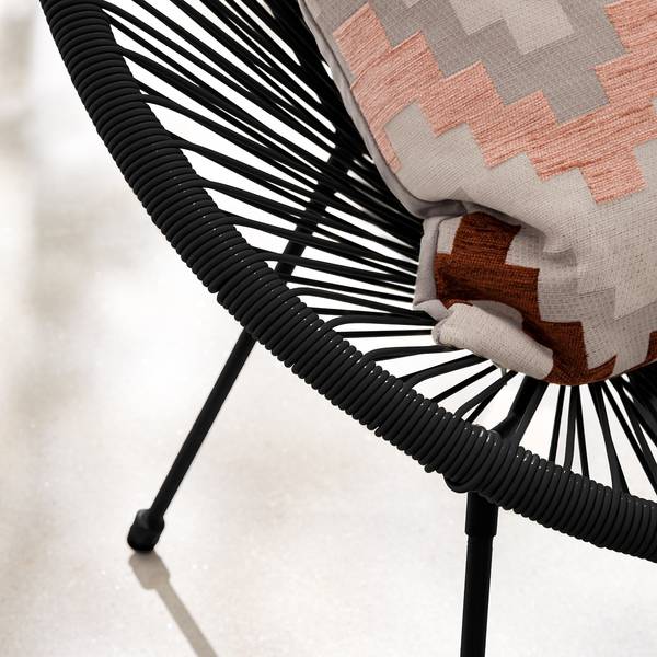 Set di 3 mobili da esterno Copacabana Acciaio / Rattan sintetico - Nero