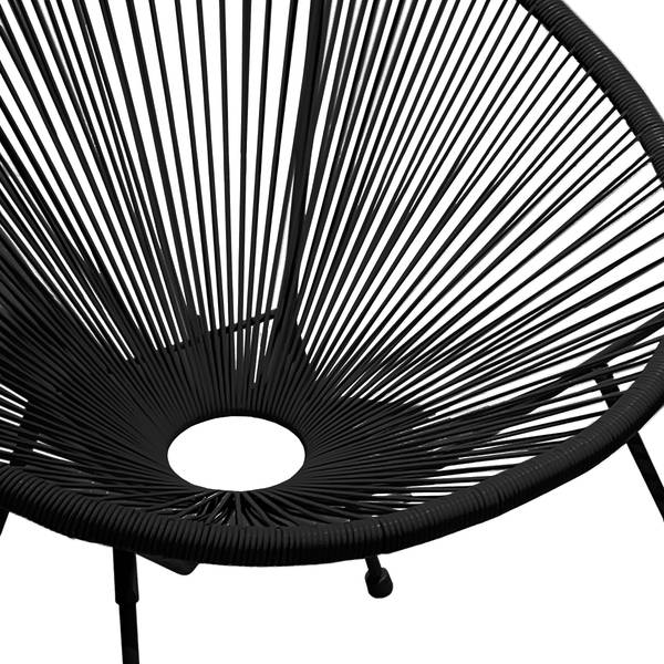 Set di 3 mobili da esterno Copacabana Acciaio / Rattan sintetico - Nero
