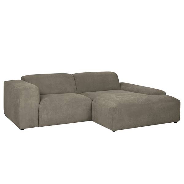 Ecksofa LORDELO 1,5-Sitzer mit Longchair Cordstoff Licia: Hellgrau - Longchair davorstehend rechts
