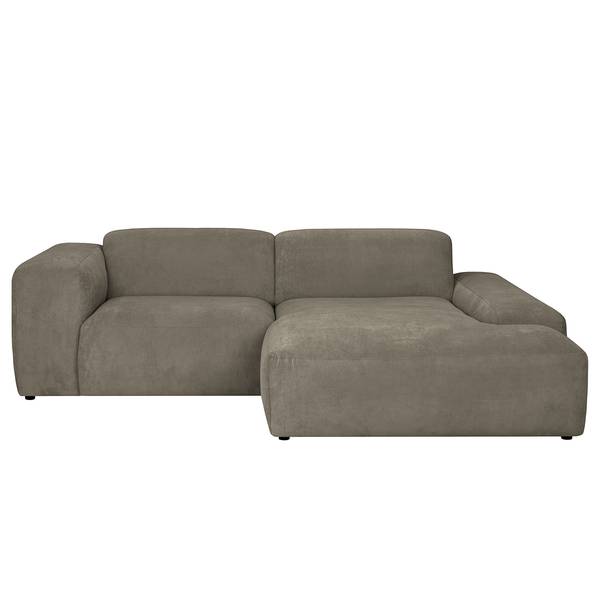 Ecksofa LORDELO 1,5-Sitzer mit Longchair Cordstoff Licia: Hellgrau - Longchair davorstehend rechts