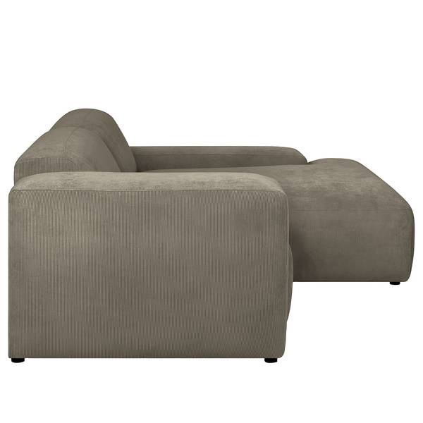 Ecksofa LORDELO 1,5-Sitzer mit Longchair Cordstoff Licia: Hellgrau - Longchair davorstehend rechts