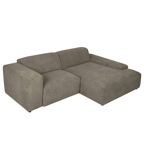 Ecksofa LORDELO 1,5-Sitzer mit Longchair Cordstoff Licia: Hellgrau - Longchair davorstehend rechts