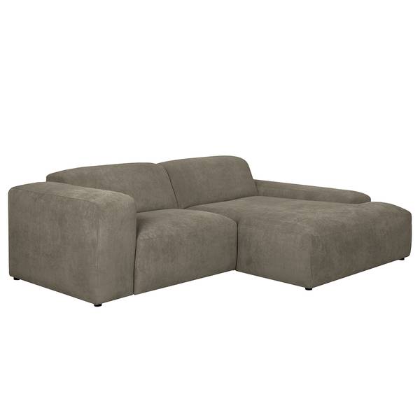 Ecksofa LORDELO 1,5-Sitzer mit Longchair Cordstoff Licia: Hellgrau - Longchair davorstehend rechts