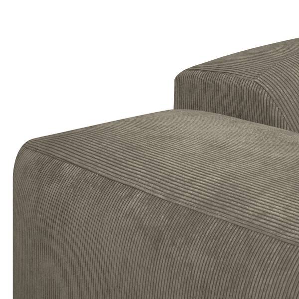 Ecksofa LORDELO 1,5-Sitzer mit Longchair Cordstoff Licia: Hellgrau - Longchair davorstehend rechts