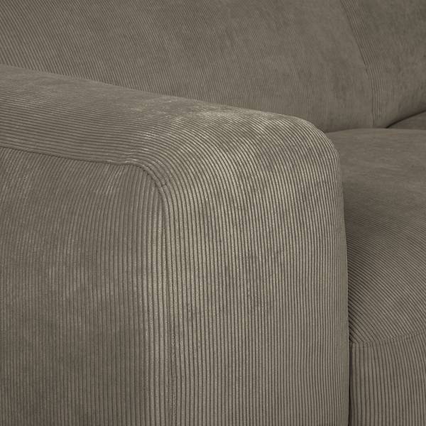 Ecksofa LORDELO 1,5-Sitzer mit Longchair Cordstoff Licia: Hellgrau - Longchair davorstehend rechts