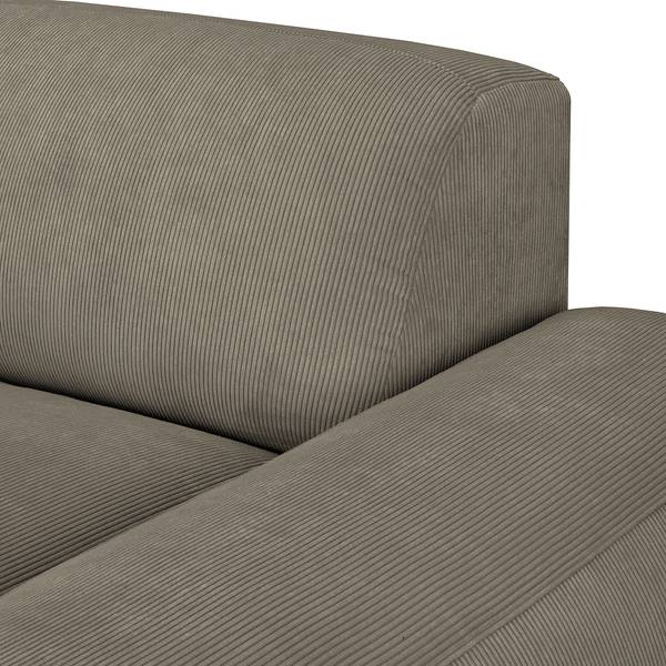 Ecksofa LORDELO 1,5-Sitzer mit Longchair Cordstoff Licia: Hellgrau - Longchair davorstehend rechts