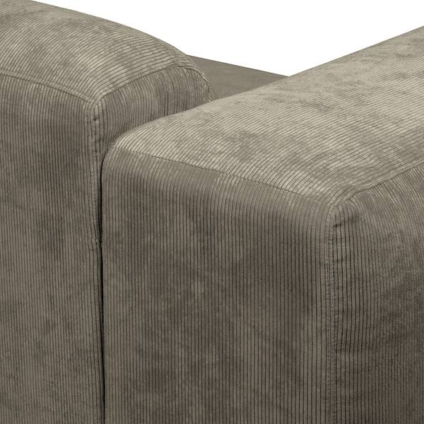 Ecksofa LORDELO 1,5-Sitzer mit Longchair Cordstoff Licia: Hellgrau - Longchair davorstehend rechts