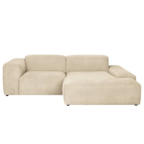 Ecksofa LORDELO 1,5-Sitzer mit Longchair Cordstoff Licia: Beige - Longchair davorstehend rechts