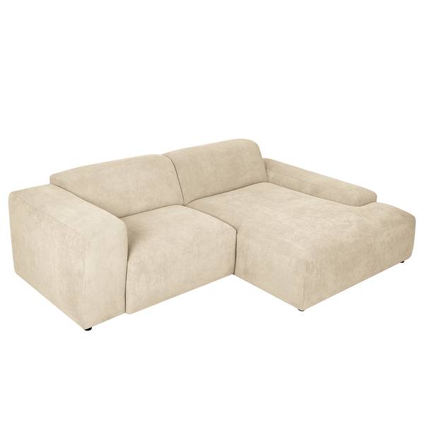 Ecksofa LORDELO 1,5-Sitzer mit Longchair Cordstoff Licia: Beige - Longchair davorstehend rechts
