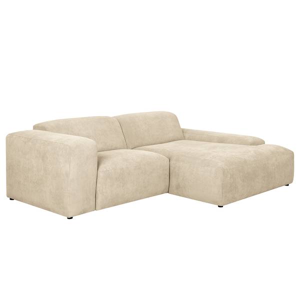 Ecksofa LORDELO 1,5-Sitzer mit Longchair Cordstoff Licia: Beige - Longchair davorstehend rechts