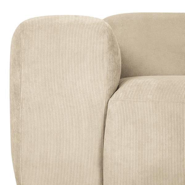Ecksofa LORDELO 1,5-Sitzer mit Longchair Cordstoff Licia: Beige - Longchair davorstehend rechts