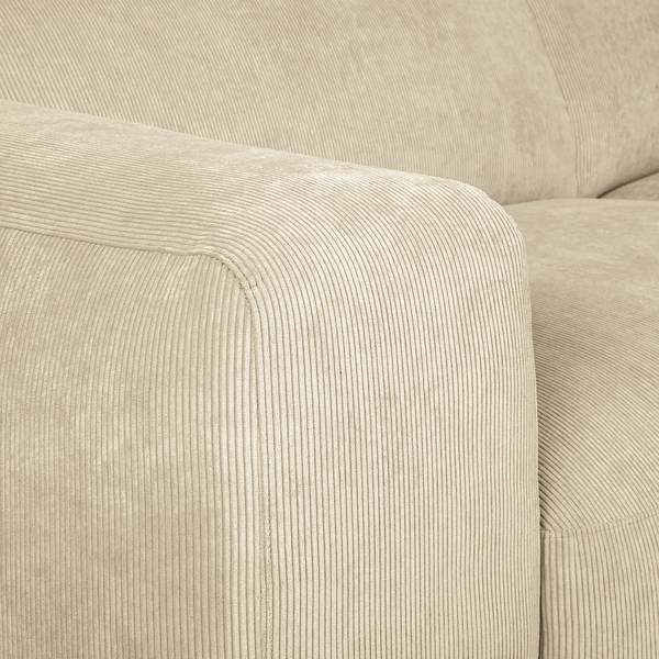 Ecksofa LORDELO 1,5-Sitzer mit Longchair Cordstoff Licia: Beige - Longchair davorstehend rechts