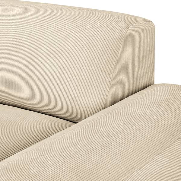 Ecksofa LORDELO 1,5-Sitzer mit Longchair Cordstoff Licia: Beige - Longchair davorstehend rechts