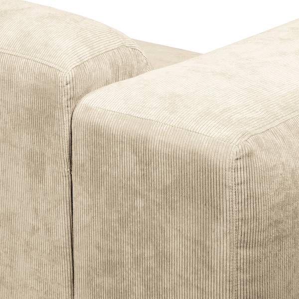 Ecksofa LORDELO 1,5-Sitzer mit Longchair Cordstoff Licia: Beige - Longchair davorstehend rechts