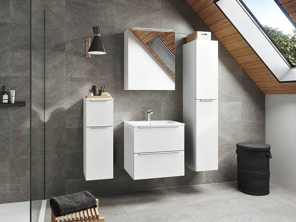 Badezimmerset MYBA III (2-teilig) Inklusive Beleuchtung - Weiß - Breite: 60 cm