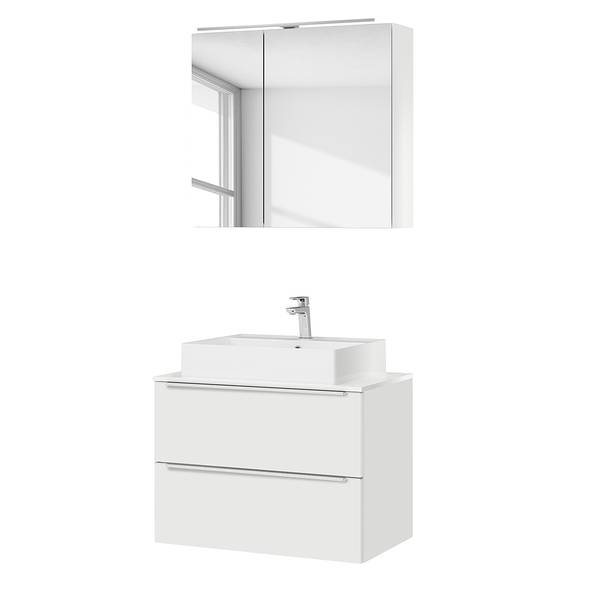 Badezimmerset MYBA XX (2-teilig) Inklusive Beleuchtung - Weiß - Breite: 80 cm
