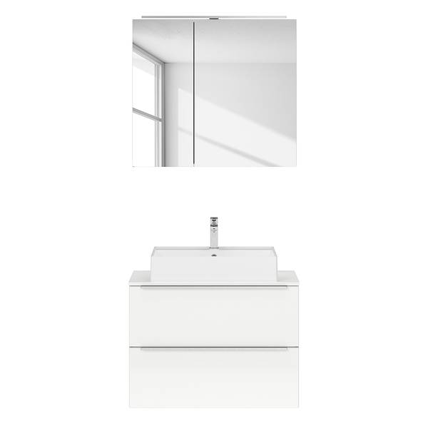 Badezimmerset MYBA XX (2-teilig) Inklusive Beleuchtung - Weiß - Breite: 80 cm