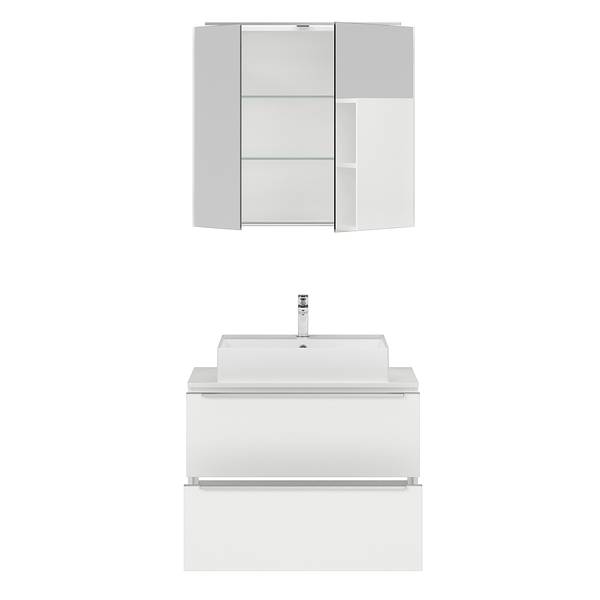 Badezimmerset MYBA XX (2-teilig) Inklusive Beleuchtung - Weiß - Breite: 80 cm