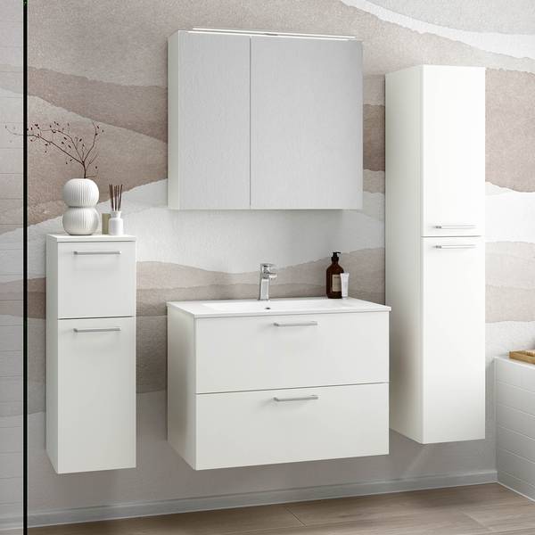 Badezimmerset MYBA XVI (4-teilig) Inklusive Beleuchtung - Weiß - Breite: 140 cm