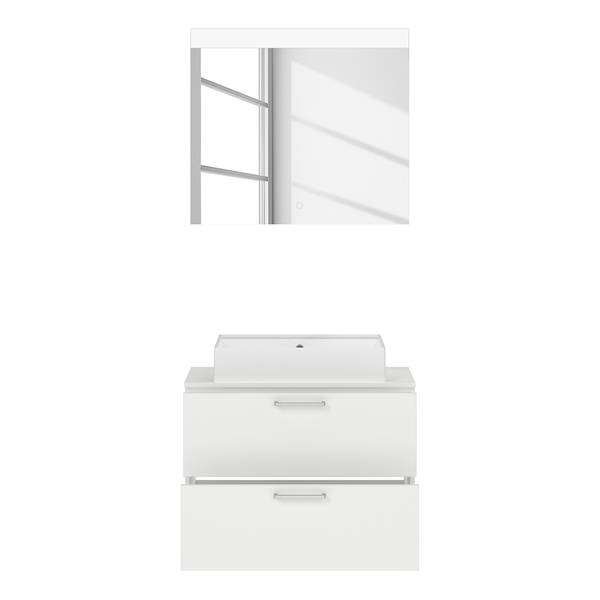 Badezimmerset MYBA XXVI (2-teilig) Inklusive Beleuchtung - Weiß - Breite: 80 cm