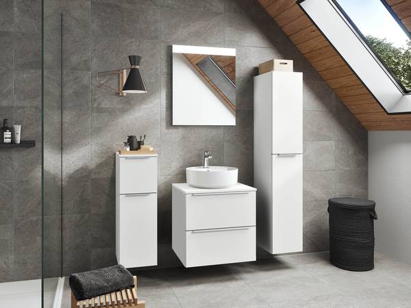 Badezimmerset MYBA XXXIV (2-teilig) Inklusive Beleuchtung - Weiß - Breite: 60 cm