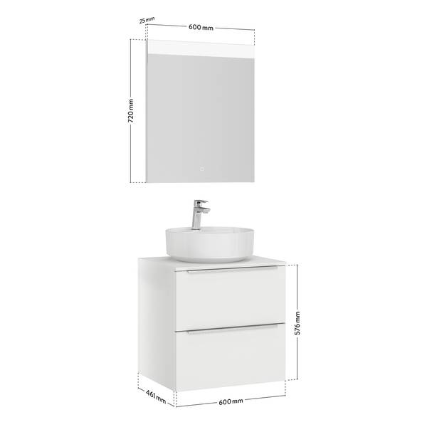 Badezimmerset MYBA XXXIV (2-teilig) Inklusive Beleuchtung - Weiß - Breite: 60 cm