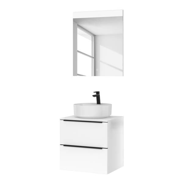 Badezimmerset MYBA XXXV (2-teilig) Inklusive Beleuchtung - Weiß - Breite: 60 cm