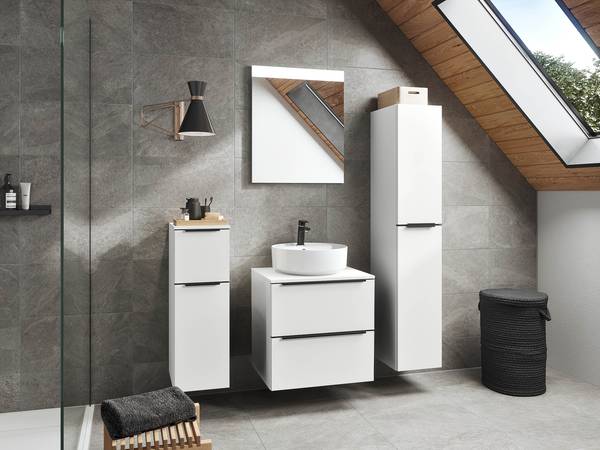Badezimmerset MYBA XXXV (2-teilig) Inklusive Beleuchtung - Weiß - Breite: 60 cm