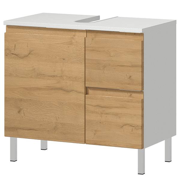 Waschbeckenunterschrank Torrance Eiche Grandson Dekor / Weiß - Breite: 60 cm