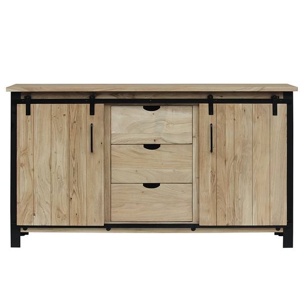 Massives Sideboard BROOKSBY 2 Türen Akazie massiv - Akazie / Schwarz