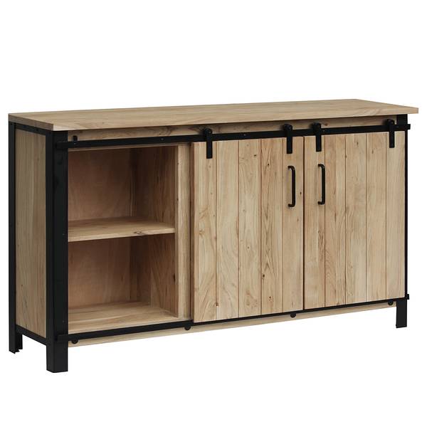 Massives Sideboard BROOKSBY 2 Türen Akazie massiv - Akazie / Schwarz