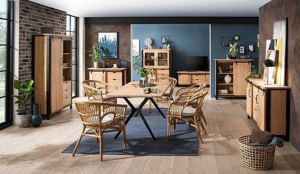 Massives Sideboard BROOKSBY 2 Türen Akazie massiv - Akazie / Schwarz