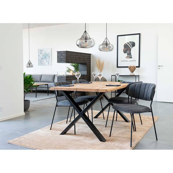 Tavolo da pranzo Trelleborg I Quercia massello / Metallo - Nero / 140 x 95 cm