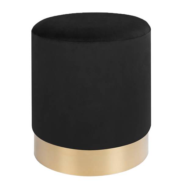 Pouf Rosendal Samt - Schwarz / Messing - Schwarz