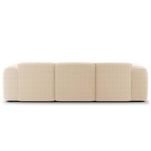 Ecksofa HUDSON 3-Sitzer mit Longchair Teddy-Bouclé Stoff Bony: Beige - Breite: 251 cm - Longchair davorstehend links