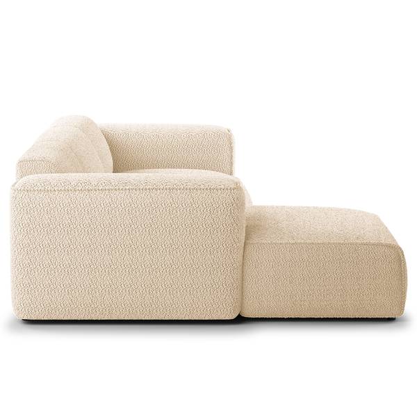 Ecksofa HUDSON 3-Sitzer mit Longchair Teddy-Bouclé Stoff Bony: Beige - Breite: 251 cm - Longchair davorstehend links
