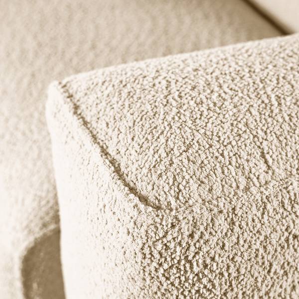 Ecksofa HUDSON 3-Sitzer mit Longchair Teddy-Bouclé Stoff Bony: Beige - Breite: 251 cm - Longchair davorstehend links
