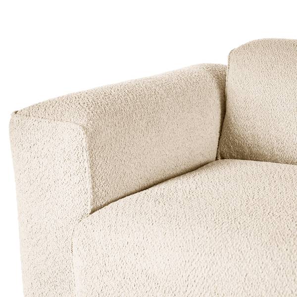 Ecksofa HUDSON 3-Sitzer mit Longchair Teddy-Bouclé Stoff Bony: Beige - Breite: 251 cm - Longchair davorstehend links