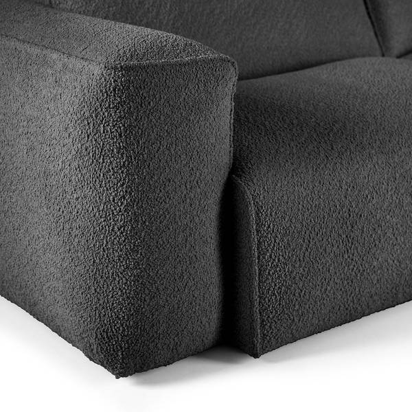 Ecksofa HUDSON 3-Sitzer mit Longchair Teddy-Bouclé Stoff Bony: Anthrazit - Breite: 251 cm - Longchair davorstehend rechts
