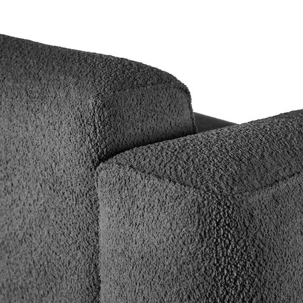 Ecksofa HUDSON 3-Sitzer mit Longchair Teddy-Bouclé Stoff Bony: Anthrazit - Breite: 251 cm - Longchair davorstehend rechts