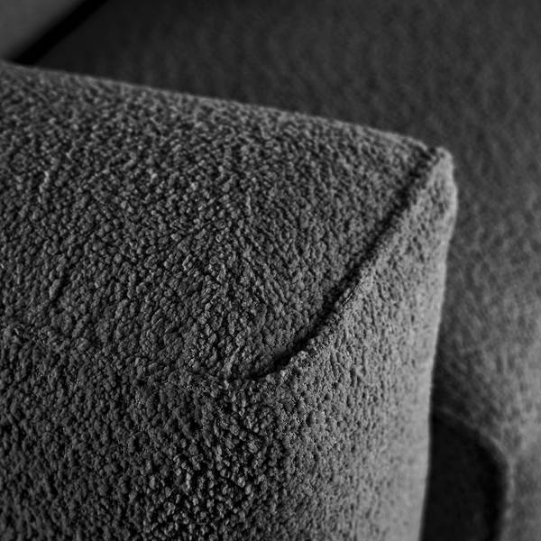 Ecksofa HUDSON 3-Sitzer mit Longchair Teddy-Bouclé Stoff Bony: Anthrazit - Breite: 251 cm - Longchair davorstehend rechts