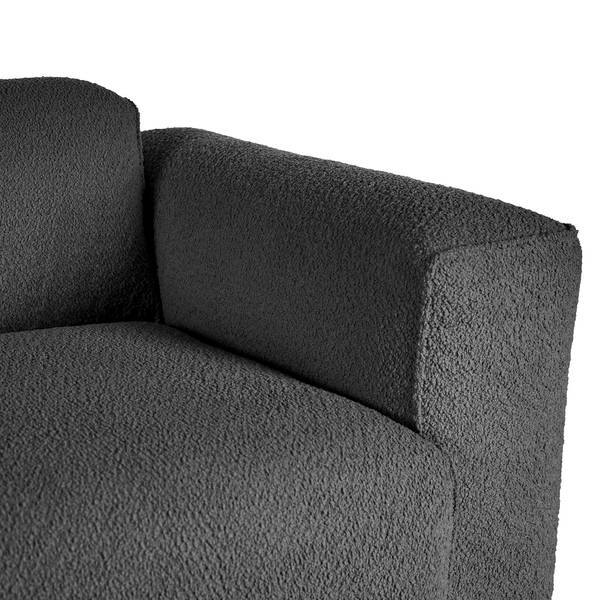 Ecksofa HUDSON 3-Sitzer mit Longchair Teddy-Bouclé Stoff Bony: Anthrazit - Breite: 251 cm - Longchair davorstehend rechts