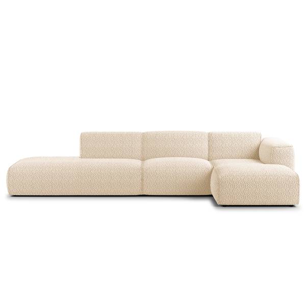 Ecksofa HUDSON mit Chaiselongue Teddy-Bouclé Stoff Bony: Beige - Longchair davorstehend rechts